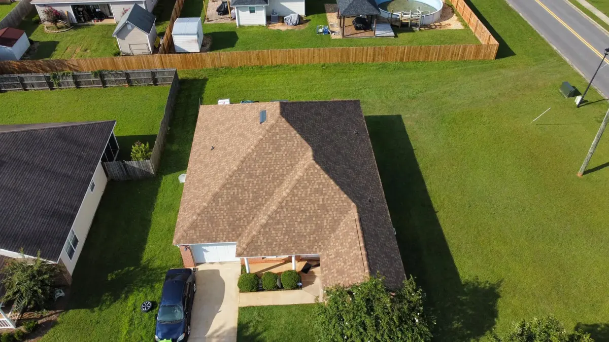 New architectural shingles installed on a home